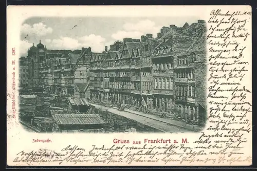 AK Alt-Frankfurt, Judengasse mit Synagoge