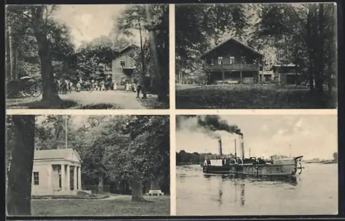 AK Dessau, Gasthaus Sieglitzer Berg von R. Wiegleb, Dampfer