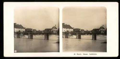 Stereo-Fotografie NPG, Ansicht Füssen, Blick zur Lechbrücke
