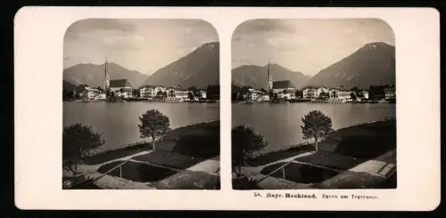 Stereo-Fotografie NPG, Ansicht Egern / Tegernsee, Blick über den See nach dem Ort
