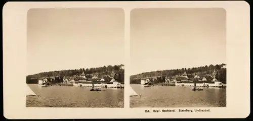 Stereo-Fotografie NPG, Ansicht Starnberg, Blick auf das Undösabad, Badeanstalt