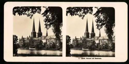 Stereo-Fotografie NPG, Ansicht Lübeck, Blick zum Museum und Domkirche