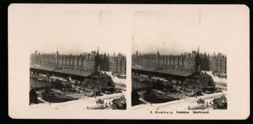 Stereo-Fotografie NPG, Ansicht Hamburg, Sandtorquai mit Freihafen