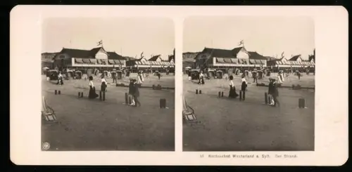 Stereo-Fotografie NPG, Ansicht Westerland, Strandpartie mit Strandhaus
