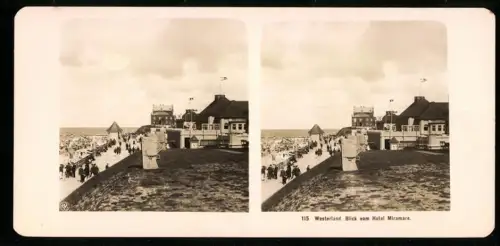 Stereo-Fotografie NPG, Ansicht Westerland, Promenade mit Hotels und Strandkörben