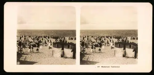 Stereo-Fotografie NPG, Ansicht Westerland, das Familienbad, Umkleidewagen