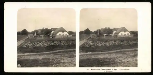 Stereo-Fotografie NPG, Ansicht Keitum, alte Friesenhäuser