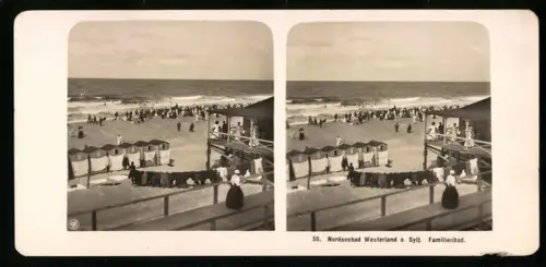 Stereo-Fotografie NPG, Ansicht Westerland, Blick auf das Familienbad mit Umkleidekabinen