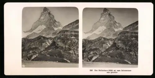 Stereo-Fotografie NPG, Ansicht Zermatt, Blick nach dem Matterhorn vom Schwarzsee aus gesehen