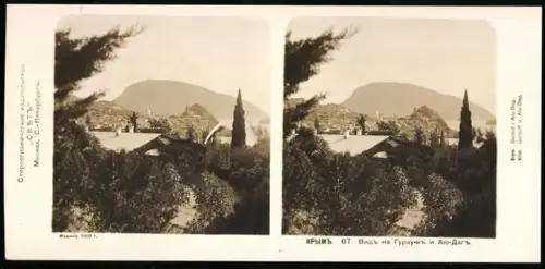 Stereo-Fotografie unbekannter Fotograf, Ansicht Gursuf, Aiu-Dag, Krim