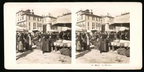Stereo-Fotografie NPG, Ansicht Nice, Le Marche, Markt