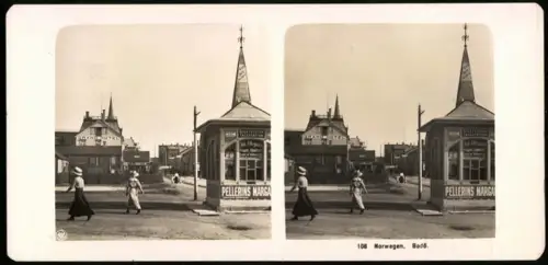 Stereo-Fotografie NPG, Ansicht Bodö, Blick nach dem Grand Hotel mit Talestaion