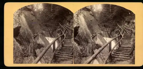 Stereo-Fotografie Ludwig Hardtmuth, Salzburg, Ansicht Ramsau, Blick in den Wimbach-Klamm