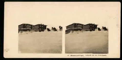 Stereo-Fotografie NPG, Ansicht Spindlermühle, Blick nach der Peterbaude im Schnee, Riesengebirge