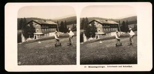 Stereo-Fotografie NPG, Ansicht Spindelmühle, Leierbaude und Hohen Rad im Riesengebirge