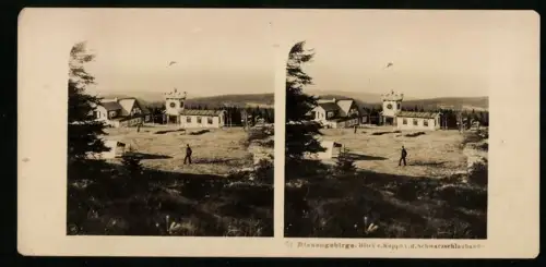 Stereo-Fotografie NPG, Ansicht Spindelmühle, Schwarzschlagbaude mit Koppe