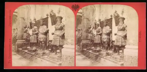 Stereo-Fotografie Fr. Unterberger, Innsbruck, Ansicht Innsbruck, Broncestatuen in der Hofkirche