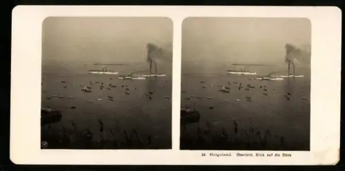 Stereo-Fotografie NPG, Ansicht Helgoland, Blick vom Oberland auf die Düne mit Raddampfern