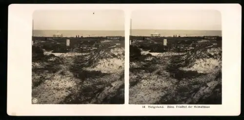 Stereo-Fotografie NPG, Ansicht Helgoland, Düne mit Friedhof der Heimatlosen