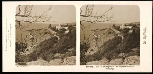 Stereo-Fotografie unbekannter Fotograf, Ansicht Mishor, Blick nach dem Ort auf der Krim