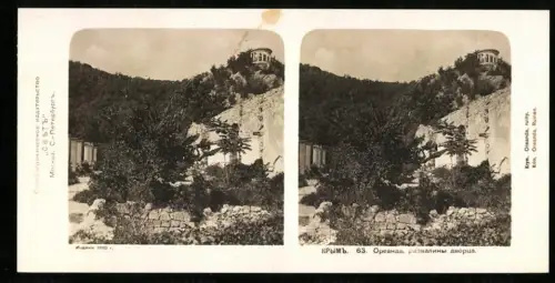 Stereo-Fotografie unbekannter Fotograf, Ansicht Krim, Blick auf die Ruine des Schloss Oriander