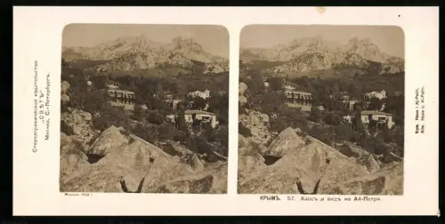 Stereo-Fotografie unbekannter Fotograf, Ansicht Krim, Haos und Berg Ai-Petri