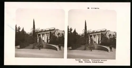 Stereo-Fotografie unbekannter Fotograf, Ansicht Krim, die Ruine des Schloss Oriander