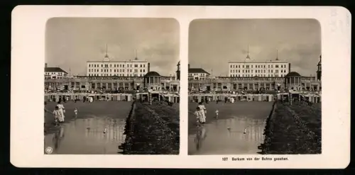 Stereo-Fotografie NPG, Ansicht Borkum, Blick von der Buhne nach dem Hotel Kaiserhof