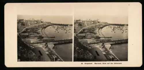 Stereo-Fotografie NPG, Ansicht Helgoland, Blick auf das Unterland mit Hafen