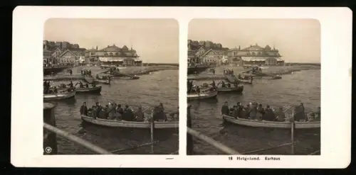 Stereo-Fotografie NPG, Ansicht Helgoland, ankommende Gäste am Kurhaus