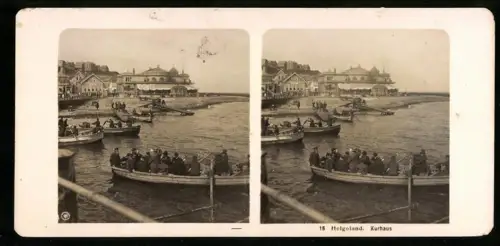 Stereo-Fotografie NPG, Ansicht Helgoland, Kurhaus und Ruderboote
