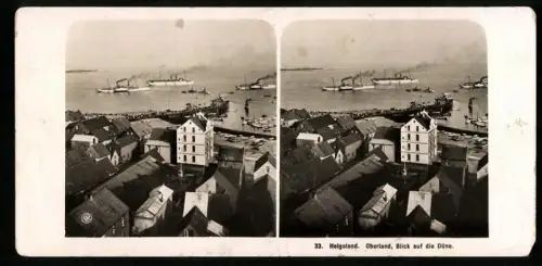 Stereo-Fotografie NPG, Ansicht Helgoland, Blick über die Dächer des Oberland nach den Schiffen