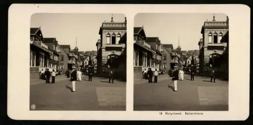 Stereo-Fotografie NPG, Ansicht Helgoland, Blick in die Kaiserstrasse mit Villa Reymers