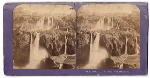 Stereo-Fotografie unbekannter Fotograf, Ansicht Tivoli, Cascatelle a Tivoli