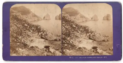 Stereo-Fotografie unbekannter Fotograf, Ansicht Capri, Iles Faraglioni a Capri