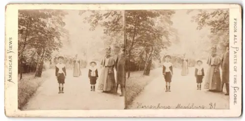 Stereo-Fotografie unbekannter Fotograf, Ansicht Magdeburg, Park Herrenkrug mit Spaziergängern