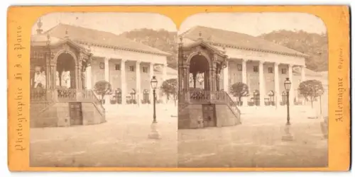 Stereo-Fotografie H. J., Paris, Ansicht Baden-Baden, La maison de la Conversastion et le Kiosque