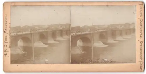 Stereo-Fotografie H. F. C. Voss, Magdeburg, Ansicht Dresden, Blick auf die Augustusbrücke