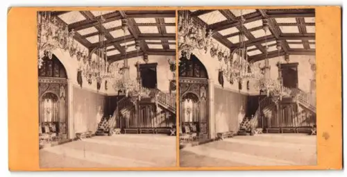 Stereo-Fotografie G. W. Wilson, Aberdeen, Ansicht Crathie, Balmoral Castel the Ball Room
