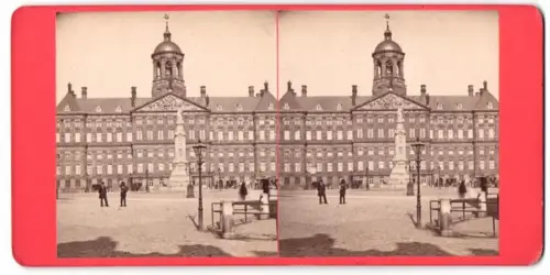 Stereo-Fotografie unbekannter Fotograf, Ansicht Amsterdam, Blick auf dne königlichen Palast