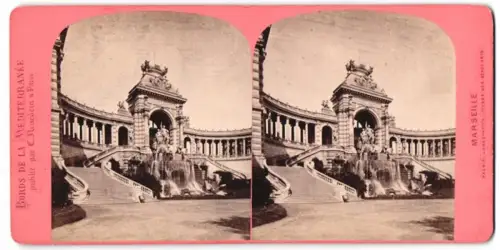 Stereo-Fotografie C. Neurdein, Paris, Ansicht Marseille, Palais Longchamps (Musee des Beaux Arts)