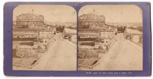 Stereo-Fotografie unbekannter Fotograf, Ansicht Rom, Blick nach dem Chateau Saint-Ange