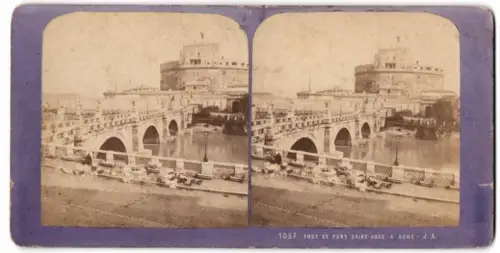 Stereo-Fotografie unbekannter Fotograf, Ansicht Rome, das Schloss Saint-Ange