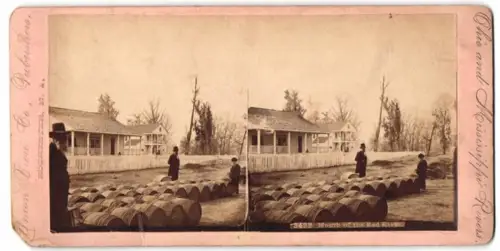 Stereo-Fotografie unbekannter Fotograf, Ansicht Simmesport / LO., Mouth of the Red River, Böttcher, Küfer