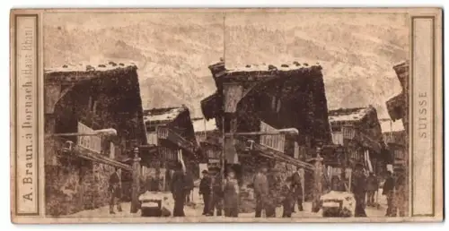 Stereo-Fotografie A. Braun, Dornach, Ansicht Brienz, Une rue de Brienz, Effet de neige