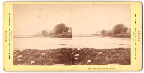 Stereo-Fotografie Sophus Williams, Berlin, Ansicht Köln-Deutz, Panorama mit der Brücke