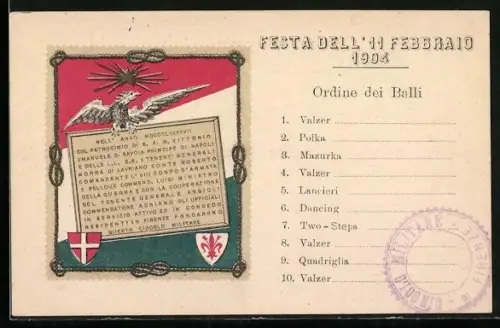 AK Circolo Militare di Firenze, Festa dell` 11 febbraio 1904