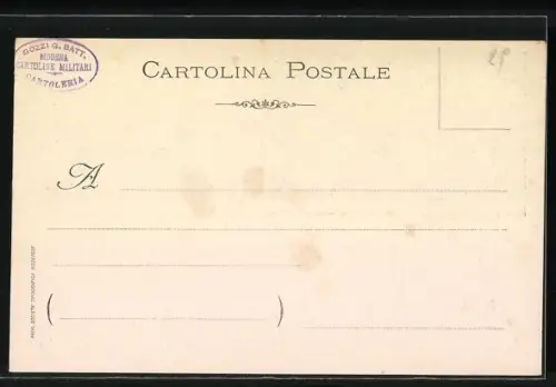 Lithographie Modena, Scuola Militare, Krieger und Frau auf Blumenwiese