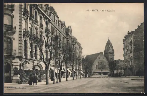 AK Metz, Rue d`Alsace, Strassenpartie