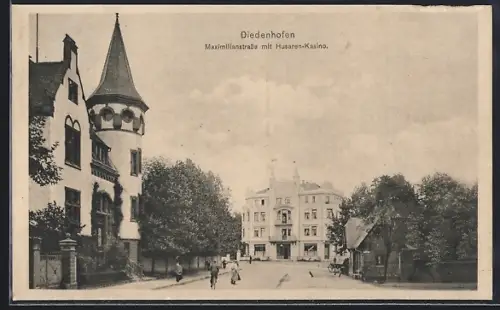 AK Diedenhofen, Maximilianstrasse mit Husaren-Kasino